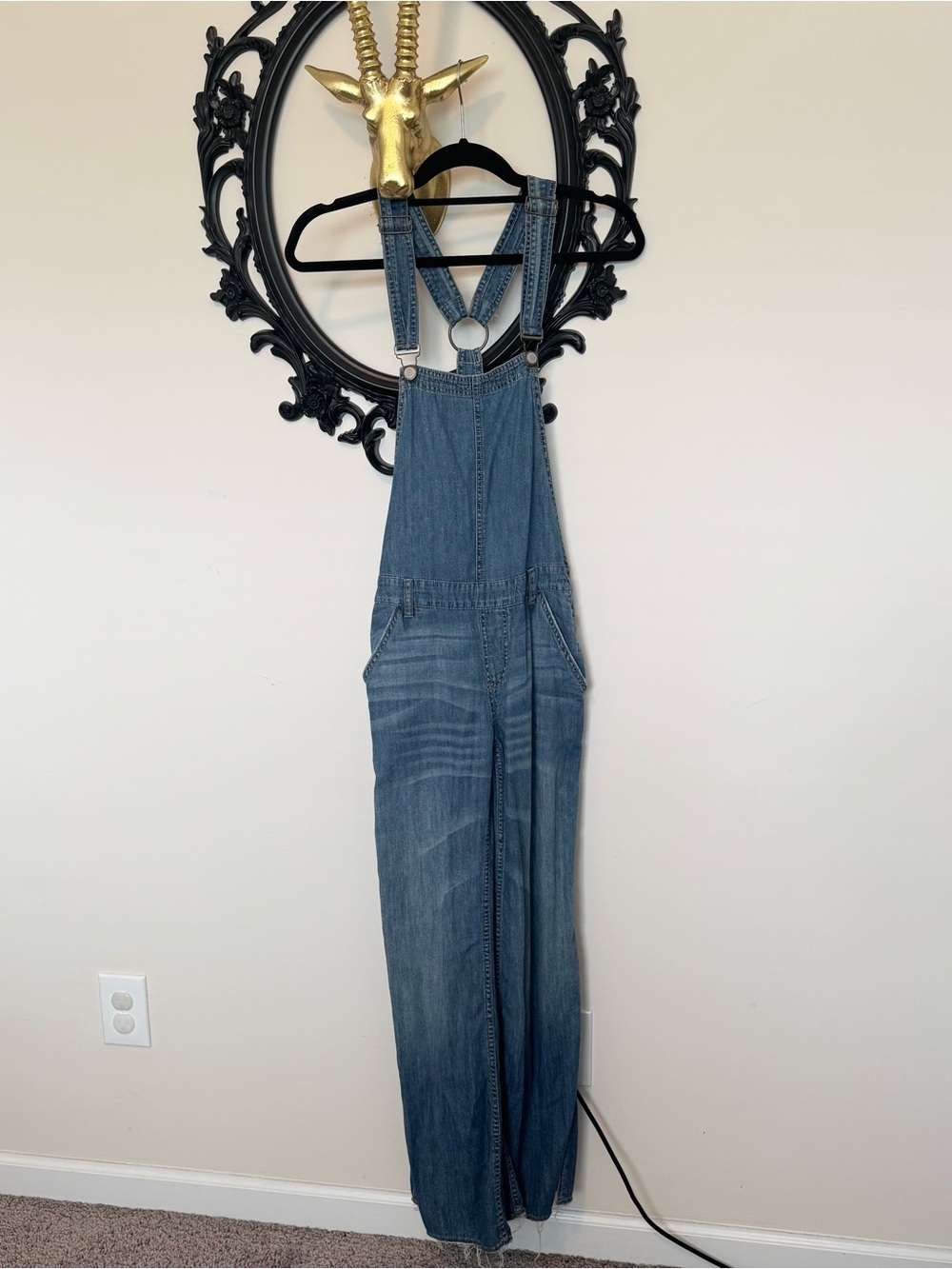 Free People Light Blue Denim Overalls